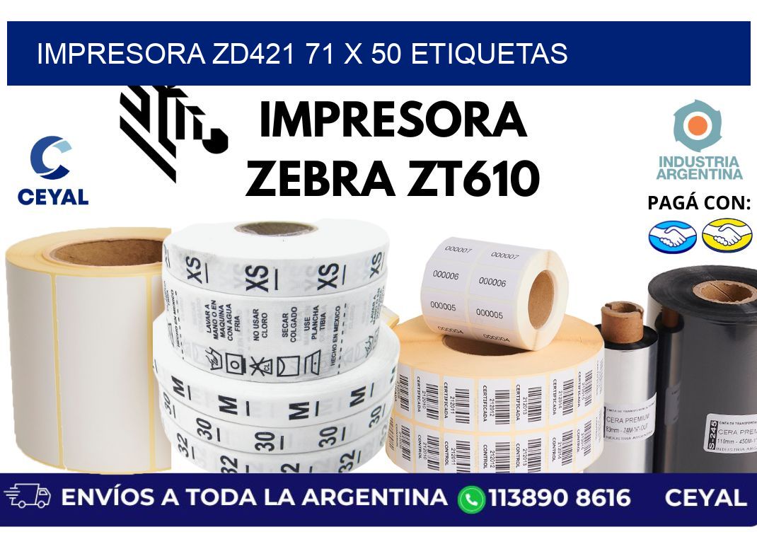 impresora zd421 71 x 50 etiquetas