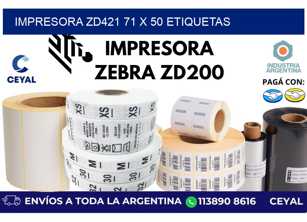 impresora zd421 71 x 50 etiquetas