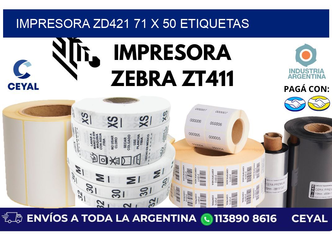 impresora zd421 71 x 50 etiquetas