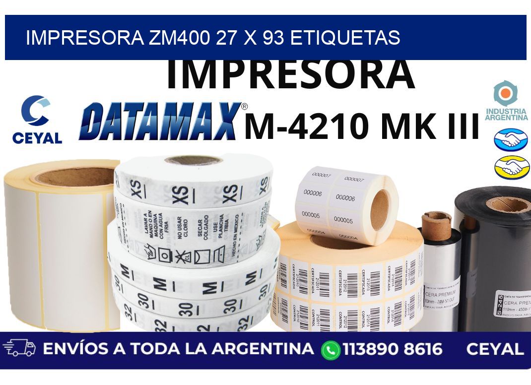 impresora zm400 27 x 93 etiquetas