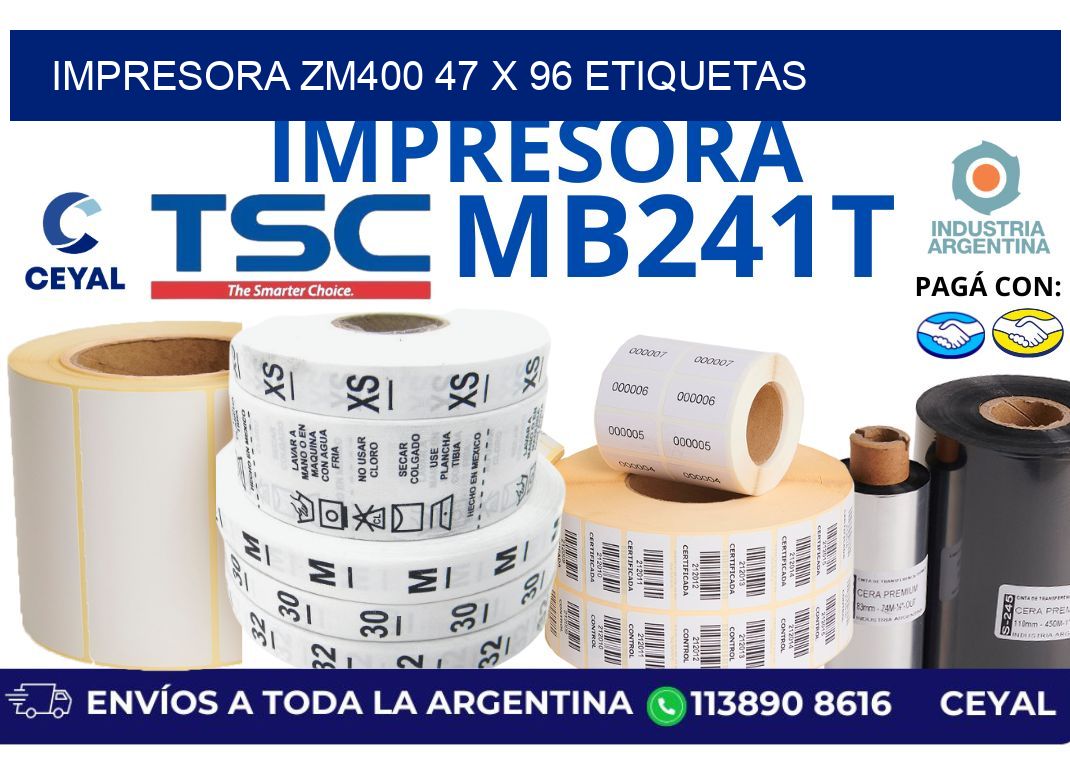 impresora zm400 47 x 96 etiquetas