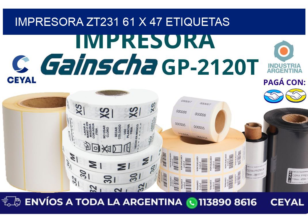 impresora zt231 61 x 47 etiquetas