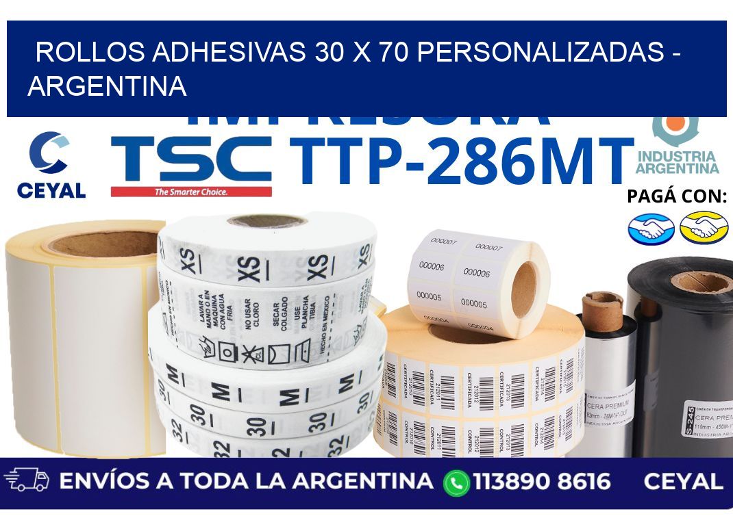 rollos adhesivas 30 x 70 personalizadas - Argentina
