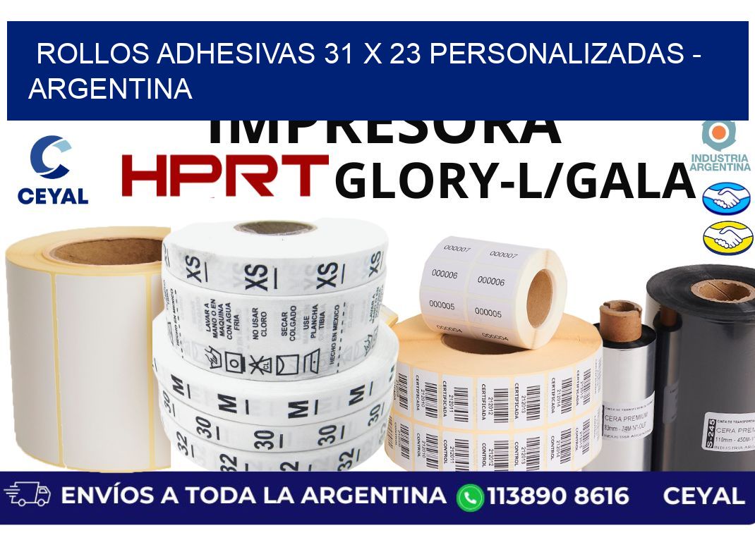rollos adhesivas 31 x 23 personalizadas - Argentina