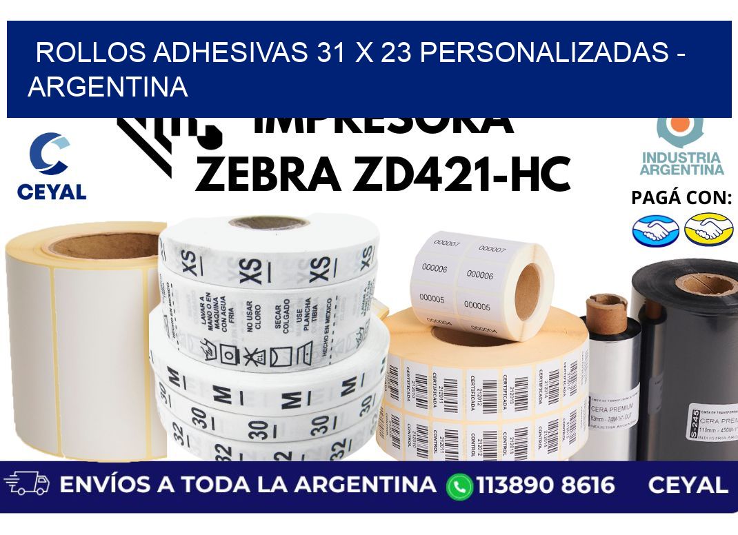 rollos adhesivas 31 x 23 personalizadas – Argentina