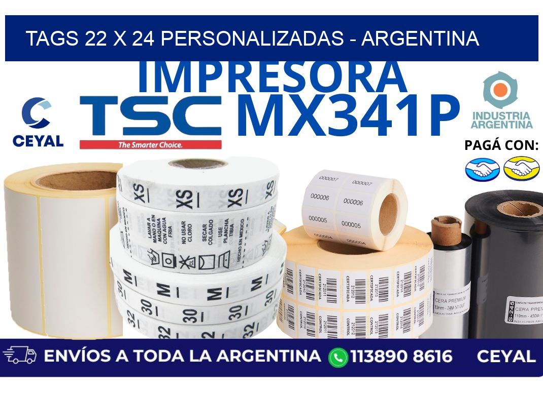tags 22 x 24 personalizadas - Argentina