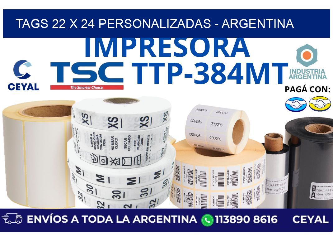 tags 22 x 24 personalizadas - Argentina