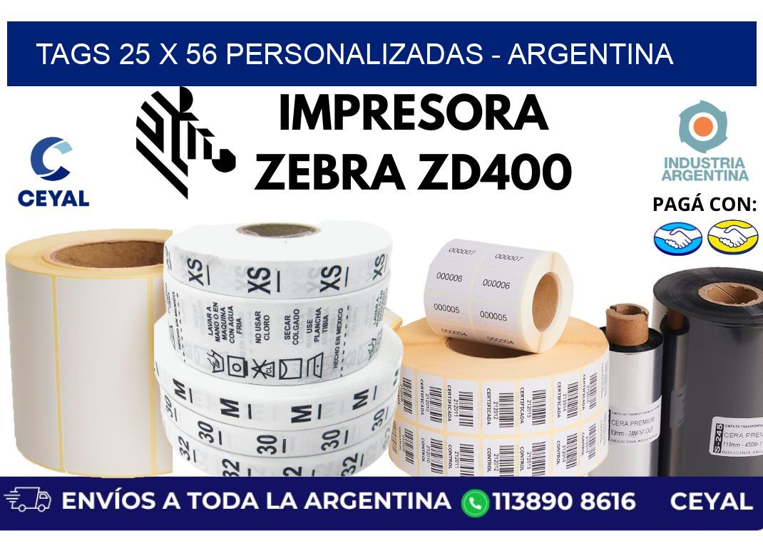 tags 25 x 56 personalizadas - Argentina