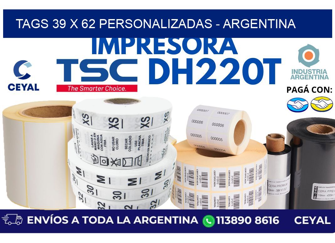 tags 39 x 62 personalizadas - Argentina