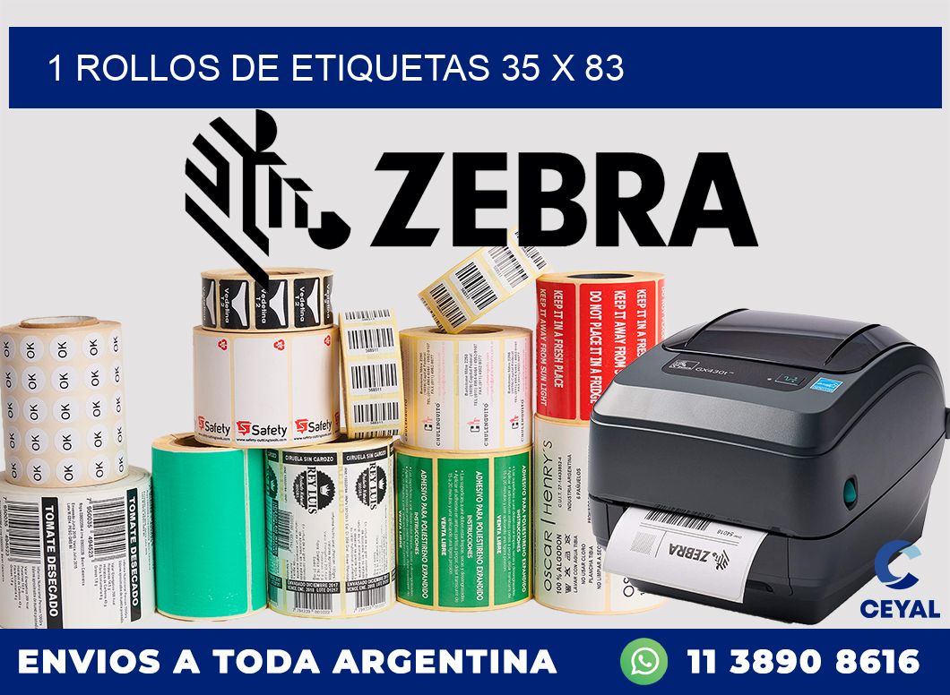 1 ROLLOS DE ETIQUETAS 35 x 83