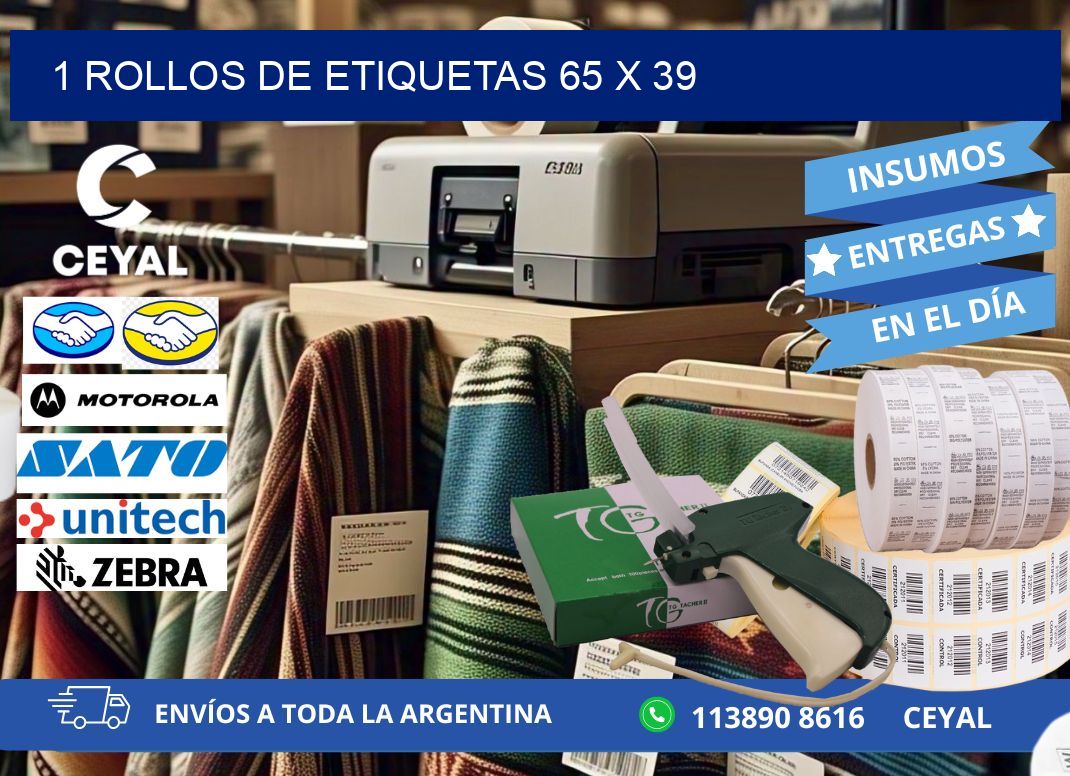1 ROLLOS DE ETIQUETAS 65 x 39