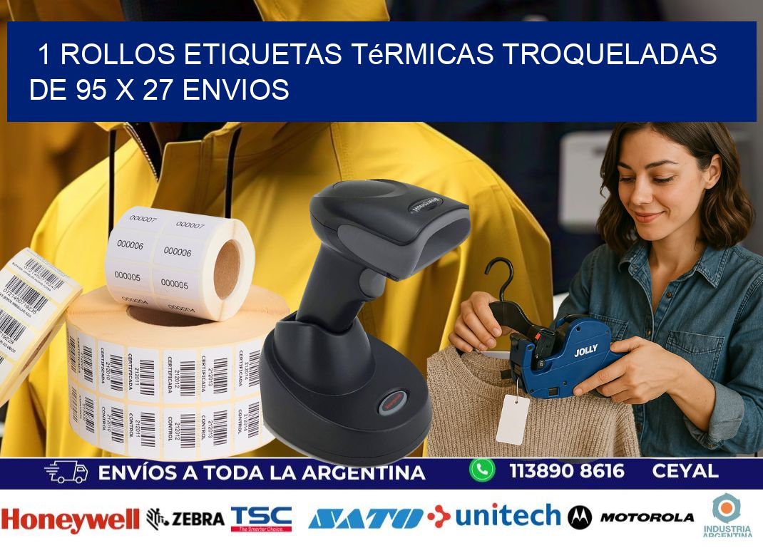 1 Rollos Etiquetas Térmicas Troqueladas De 95 x 27 ENVIOS