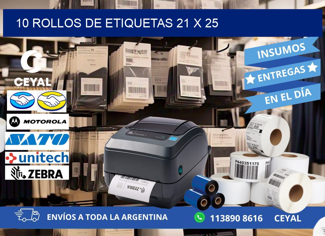 10 ROLLOS DE ETIQUETAS 21 x 25
