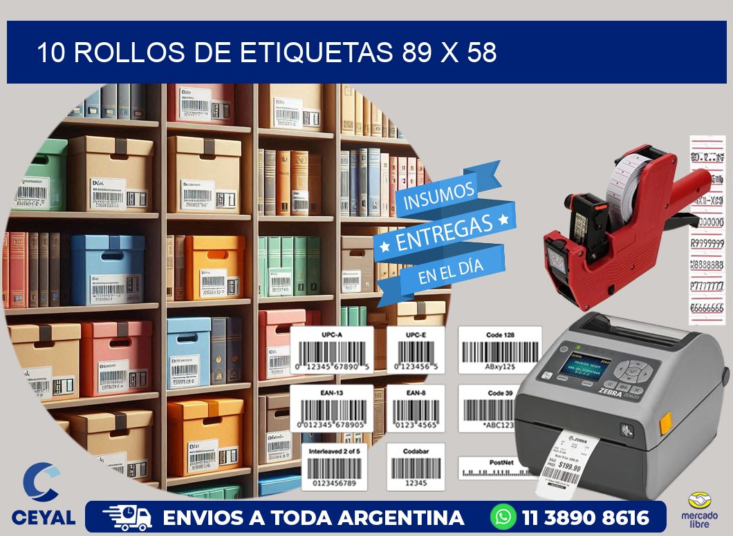 10 ROLLOS DE ETIQUETAS 89 x 58