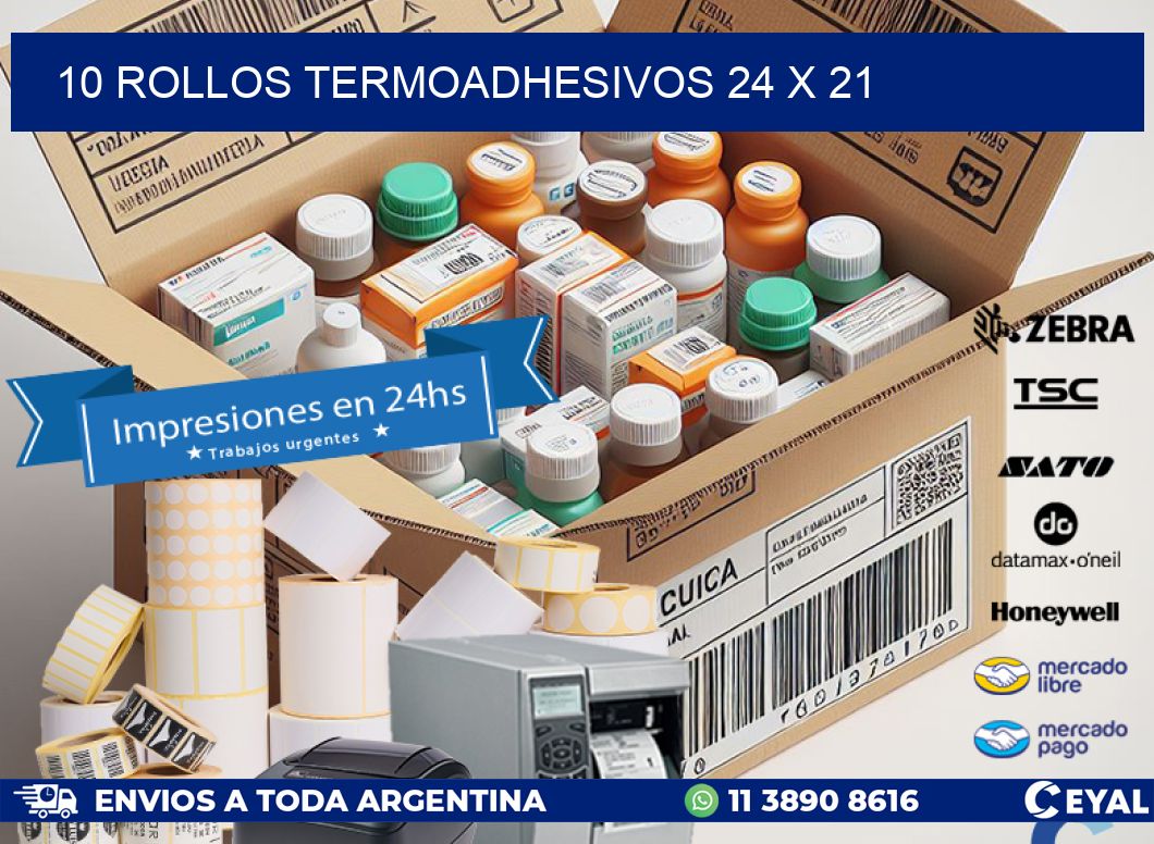 10 ROLLOS TERMOADHESIVOS 24 x 21