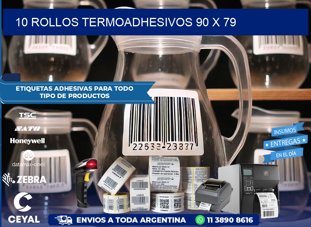 10 ROLLOS TERMOADHESIVOS 90 x 79