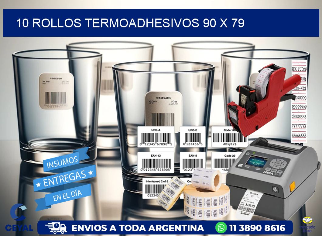 10 ROLLOS TERMOADHESIVOS 90 x 79