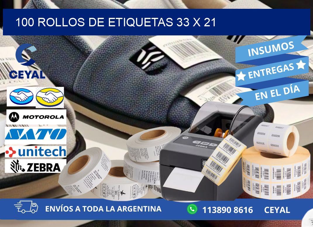 100 ROLLOS DE ETIQUETAS 33 x 21