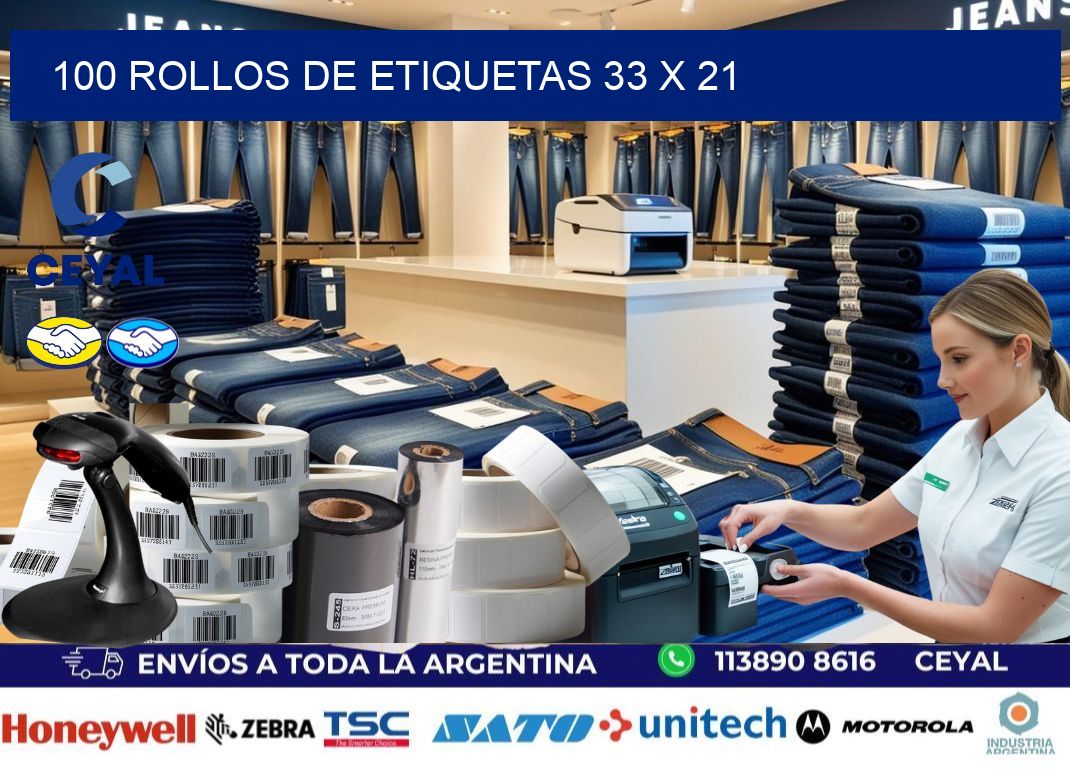 100 ROLLOS DE ETIQUETAS 33 x 21