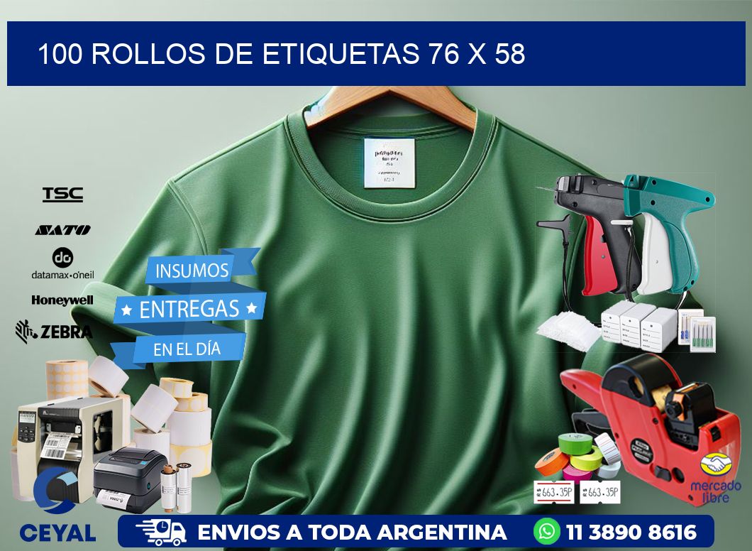100 ROLLOS DE ETIQUETAS 76 x 58