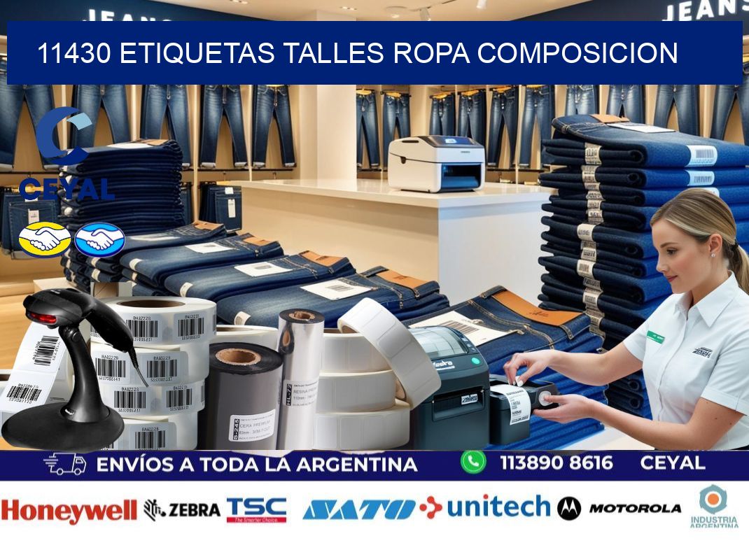 11430 ETIQUETAS TALLES ROPA COMPOSICION