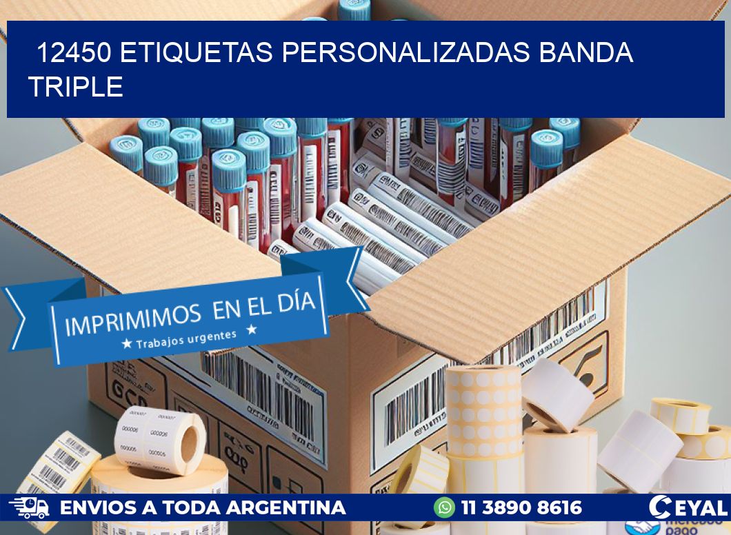 12450 Etiquetas personalizadas banda triple