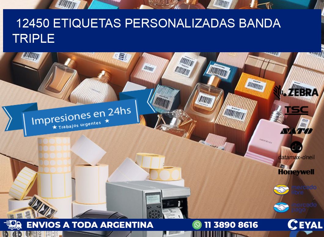 12450 Etiquetas personalizadas banda triple