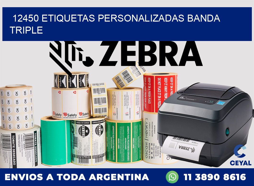 12450 Etiquetas personalizadas banda triple