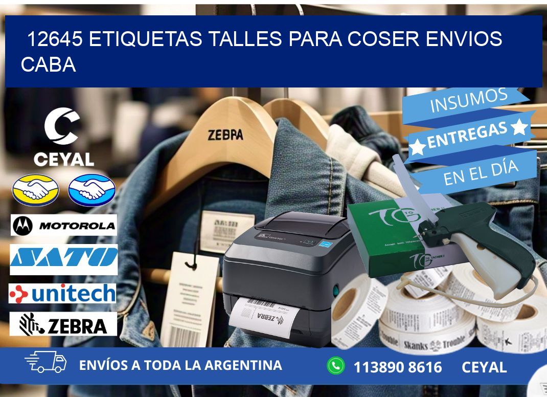 12645 ETIQUETAS TALLES PARA COSER ENVIOS CABA