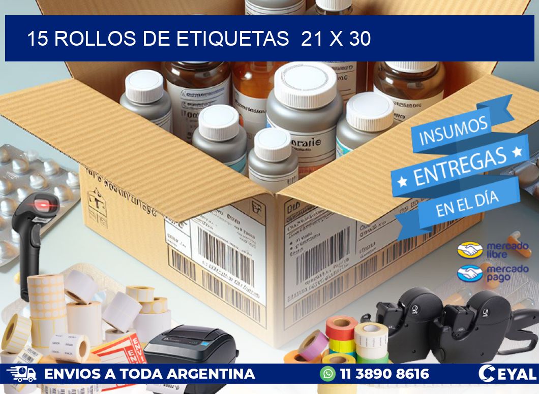 15 ROLLOS DE ETIQUETAS  21 x 30