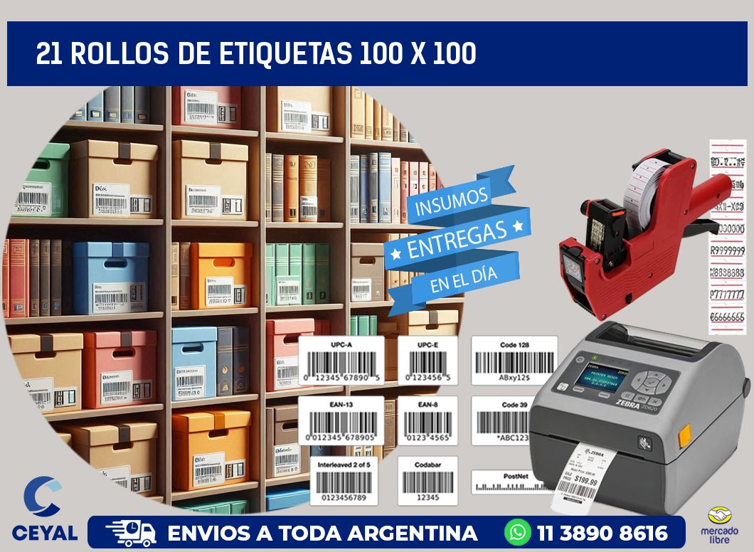 21 ROLLOS DE ETIQUETAS 100 x 100