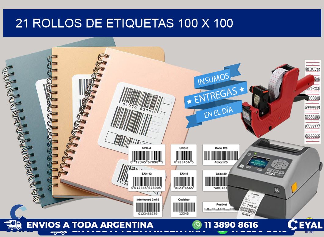 21 ROLLOS DE ETIQUETAS 100 x 100