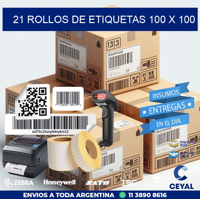 21 ROLLOS DE ETIQUETAS 100 x 100