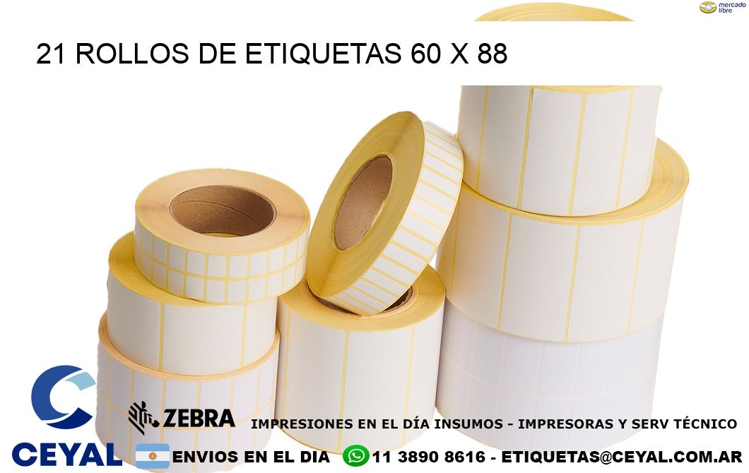 21 ROLLOS DE ETIQUETAS 60 x 88