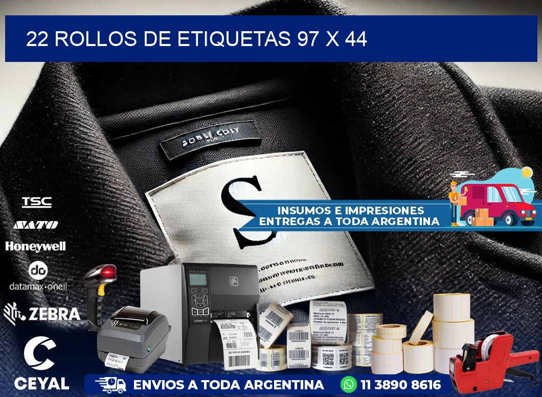 22 ROLLOS DE ETIQUETAS 97 x 44
