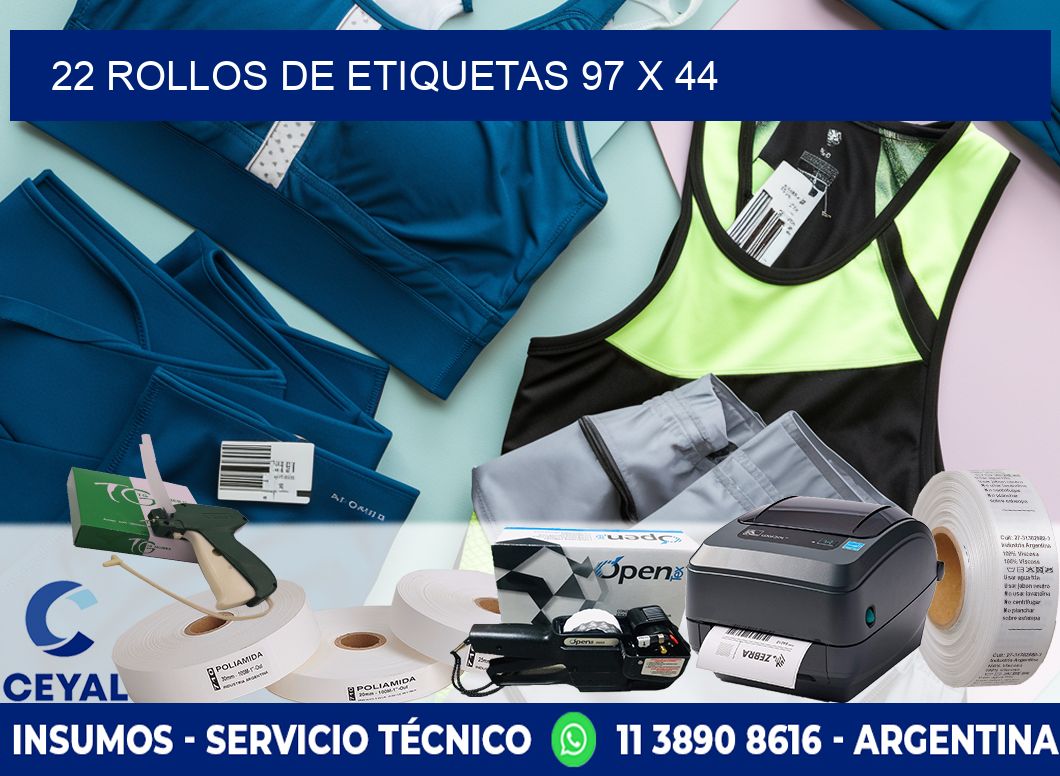 22 ROLLOS DE ETIQUETAS 97 x 44