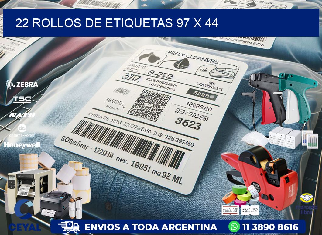 22 ROLLOS DE ETIQUETAS 97 x 44
