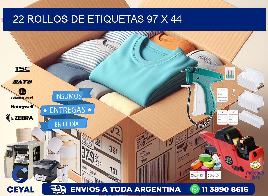 22 ROLLOS DE ETIQUETAS 97 x 44