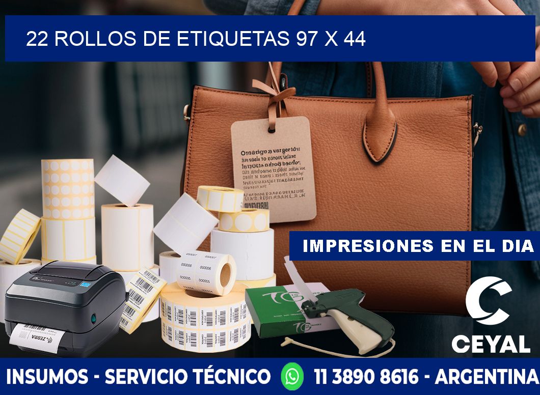 22 ROLLOS DE ETIQUETAS 97 x 44