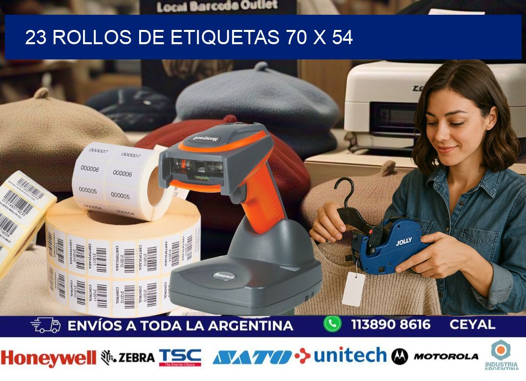 23 ROLLOS DE ETIQUETAS 70 x 54