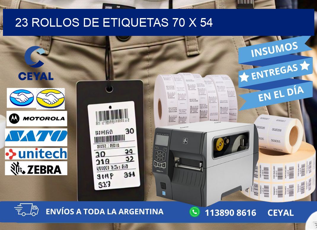 23 ROLLOS DE ETIQUETAS 70 x 54