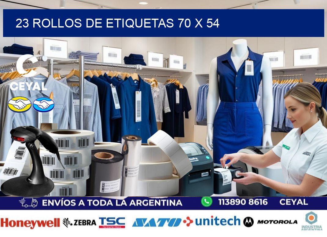 23 ROLLOS DE ETIQUETAS 70 x 54
