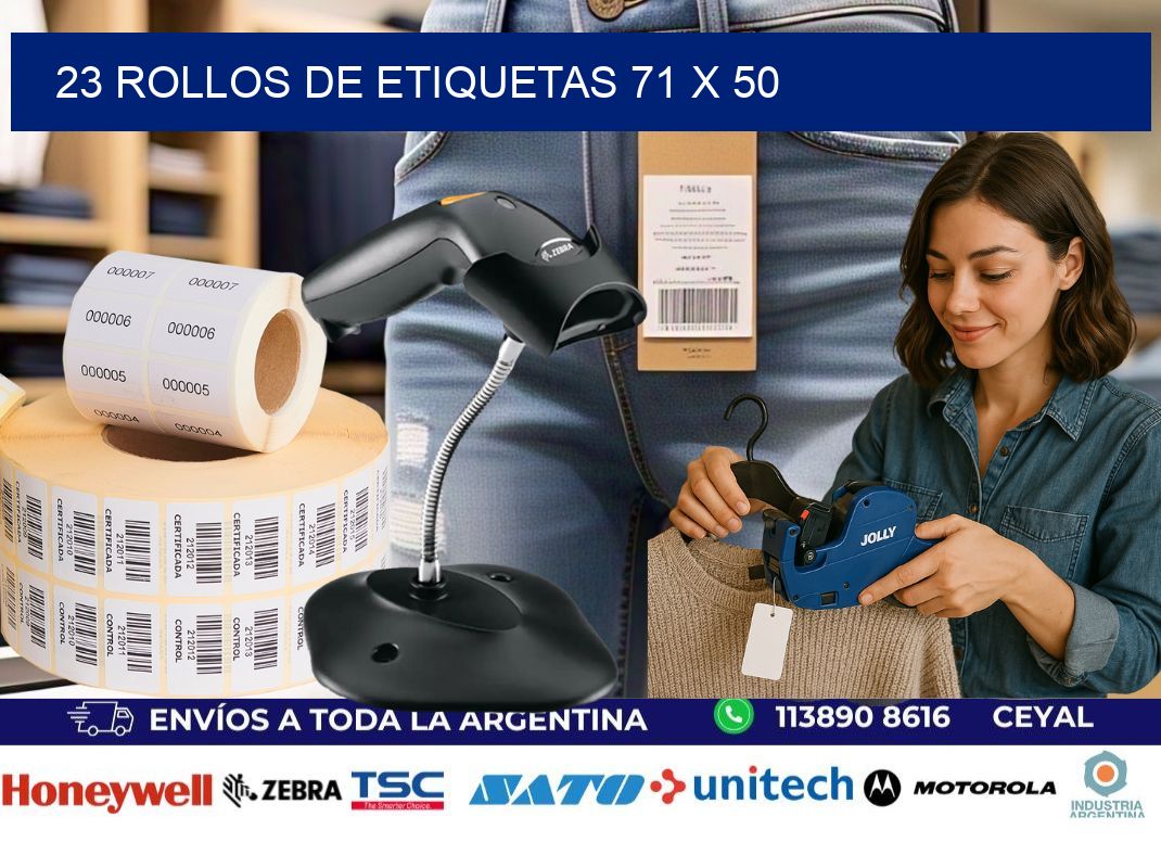 23 ROLLOS DE ETIQUETAS 71 x 50