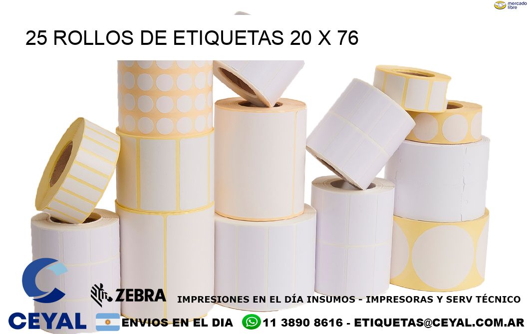 25 ROLLOS DE ETIQUETAS 20 x 76