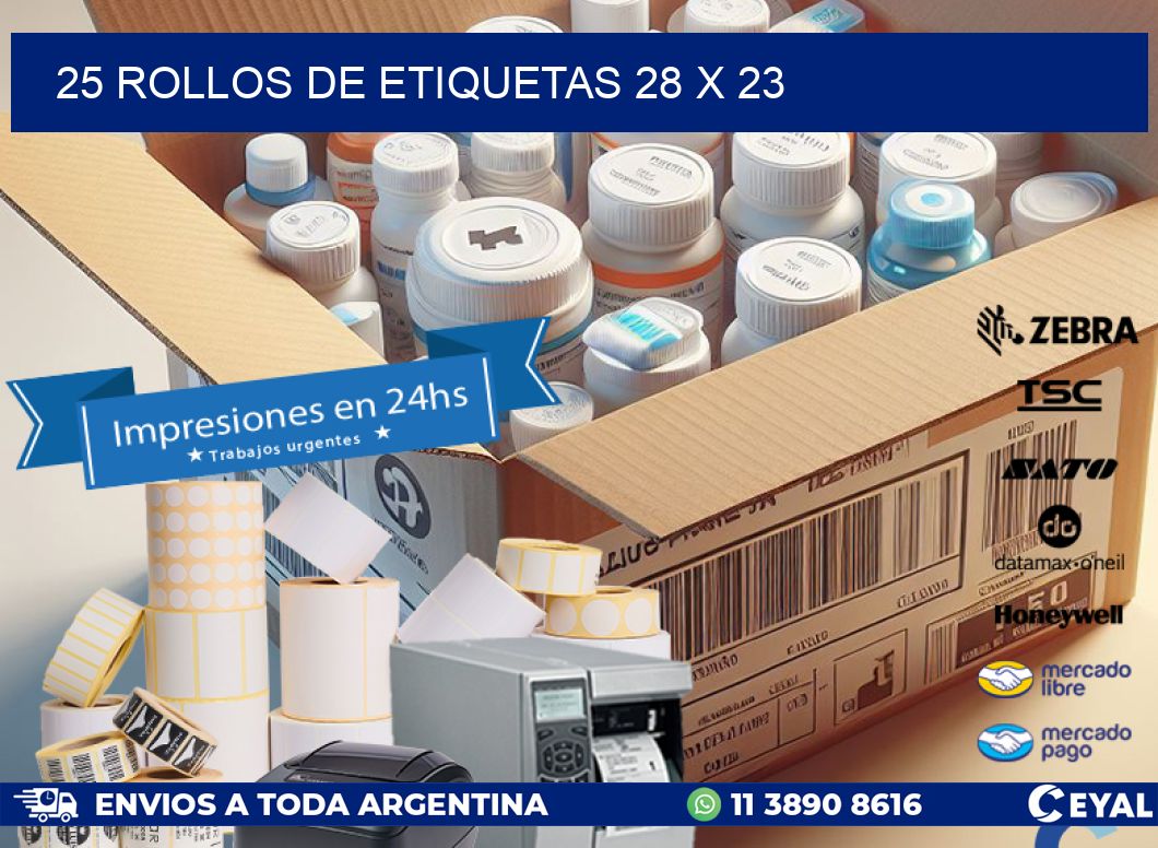 25 ROLLOS DE ETIQUETAS 28 x 23