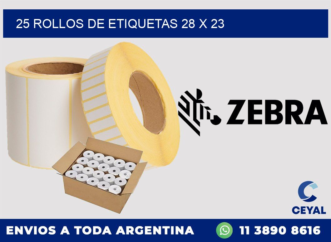 25 ROLLOS DE ETIQUETAS 28 x 23