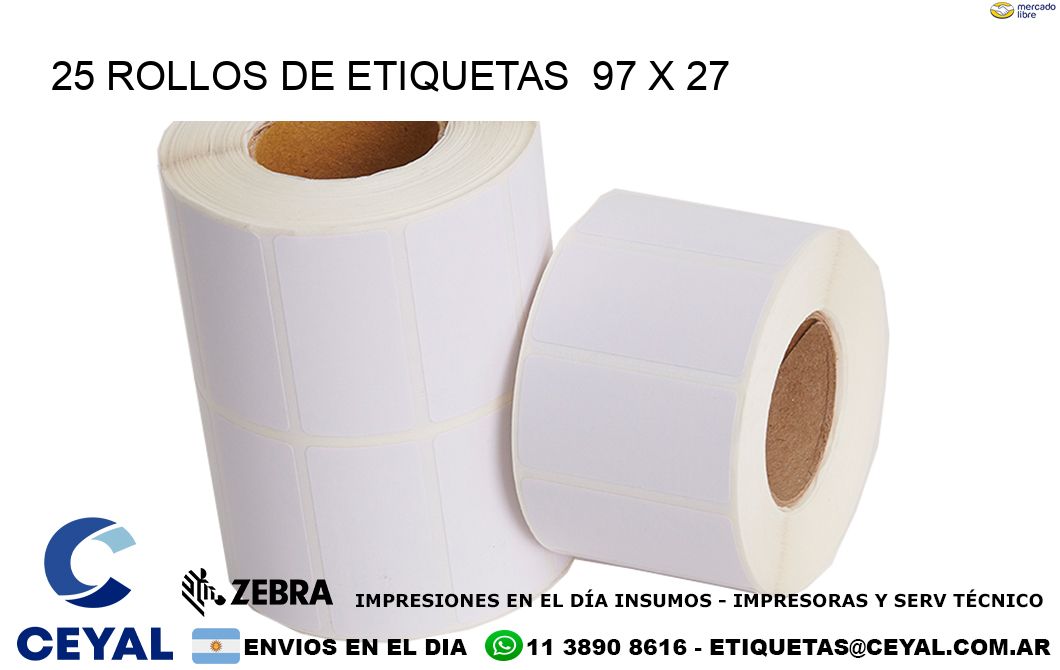 25 ROLLOS DE ETIQUETAS  97 x 27