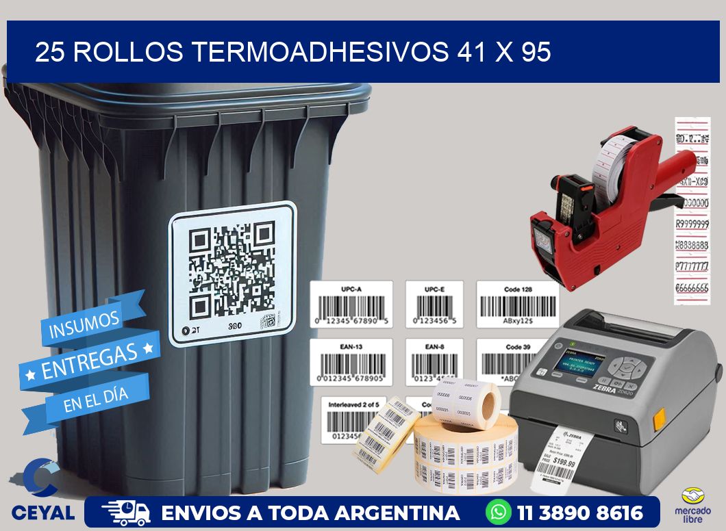 25 ROLLOS TERMOADHESIVOS 41 x 95