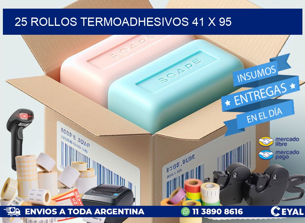 25 ROLLOS TERMOADHESIVOS 41 x 95