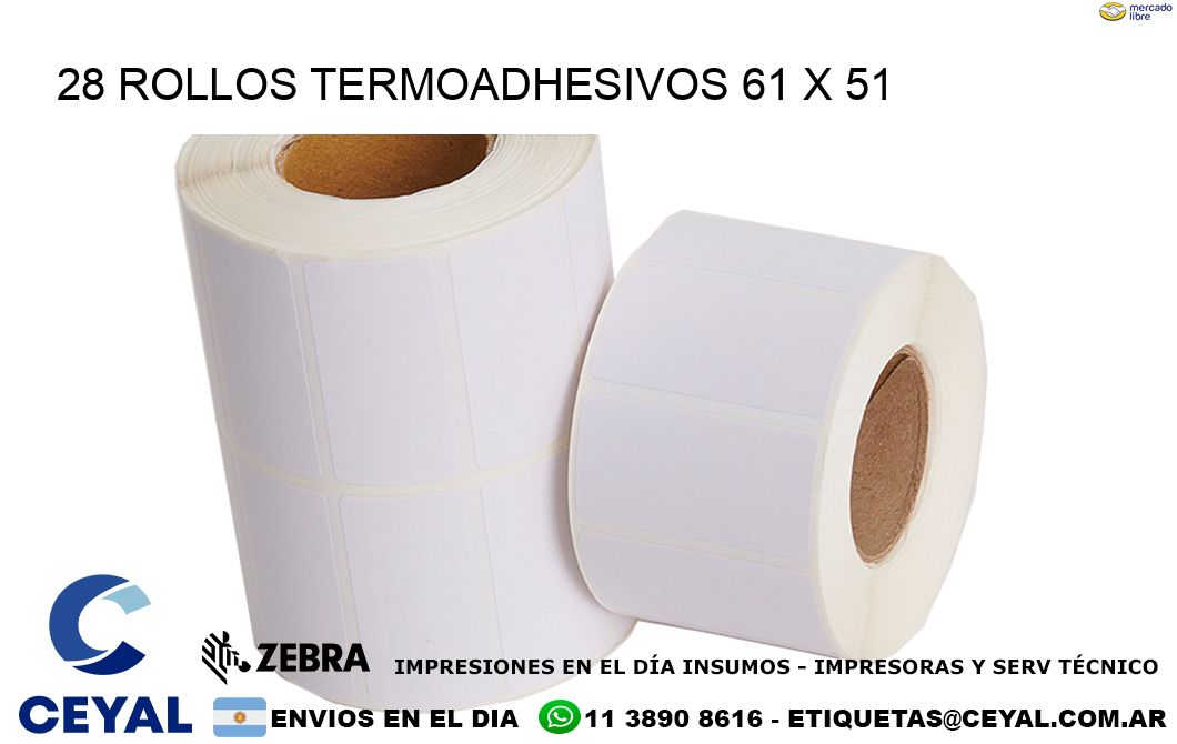 28 ROLLOS TERMOADHESIVOS 61 x 51